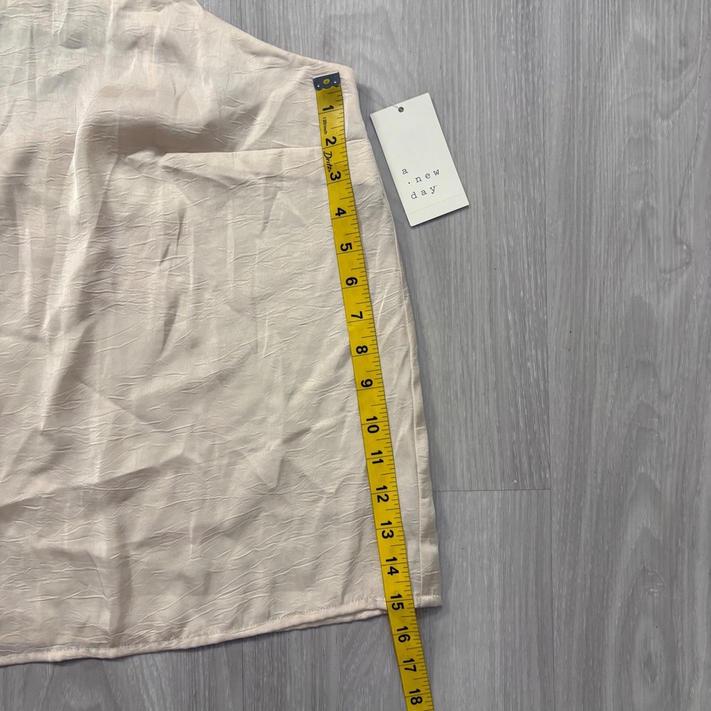 A New Day Top Women Cream Textured Asymmetrical Strap Top Size XL - Picture 7 of 14